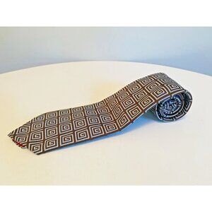 Vintage Rivetz of Boson Necktie 1970s Brown and Blue Geometric Design Tie